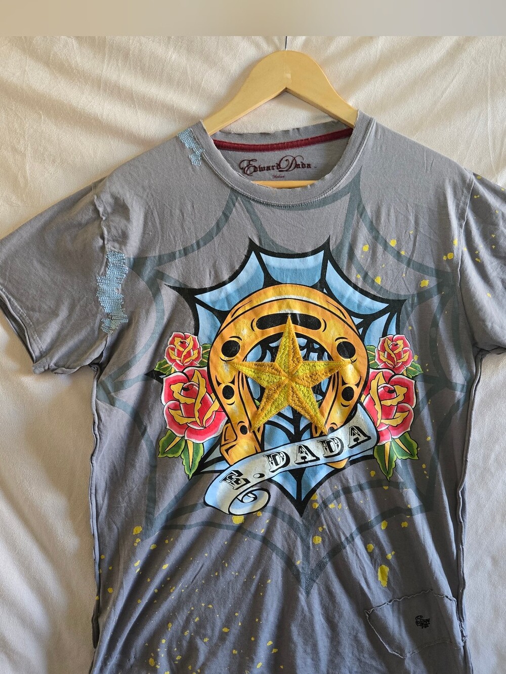 EDWARD DADA E. DADA EMBROIDERED SHORTSLEEVE SHIRT * RARE Y2K * SZ.M